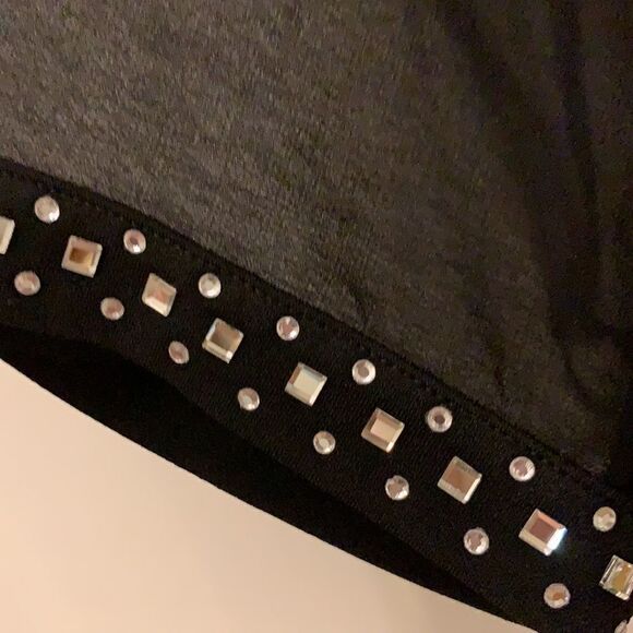 Bellini black blouse with gem accents . Sheer top. Length 28” Size M - Picture 4 of 8